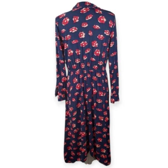 SCOOP NAVY & RED FLORAL SHIRT MIDI DRESS SZ.M EUC - Picture 5 of 8